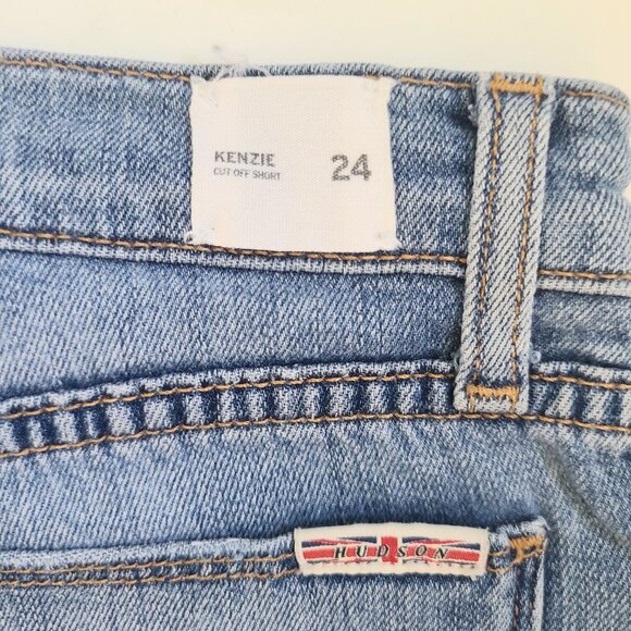 Hudson Jeans Kenzie Frayed Hem Cutoff Light Blue Defy Wash Denim Shorts Size 24 - Picture 8 of 9